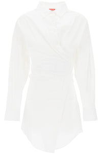 Diesel mini shirt dress with logo closure. A12874 0IMAL WHITE