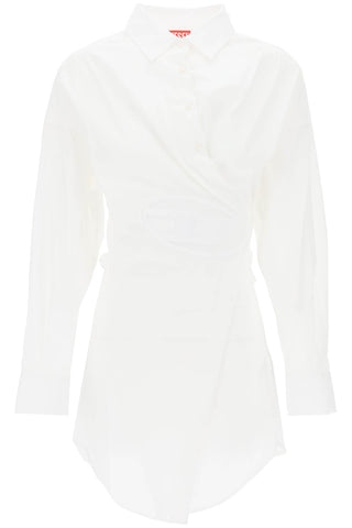 Diesel mini shirt dress with logo closure. A12874 0IMAL WHITE