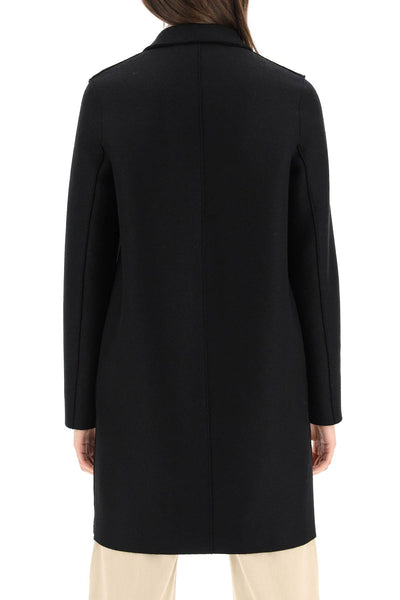 Harris wharf london single-breasted coat in pressed wool A1301MLK BLACK