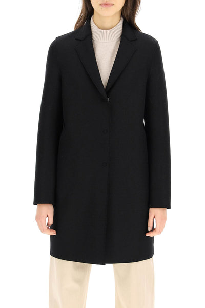 Harris wharf london single-breasted coat in pressed wool A1301MLK BLACK