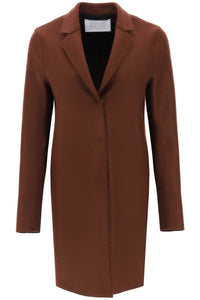 Harris wharf london single-breasted coat in pressed wool A1301MLK COGNAC