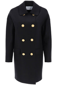Harris wharf london midi coat in pressed wool A1327MLK BLACK
