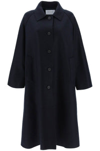 Harris wharf london balmacaan coat in pressed wool A1424MLK DARK BLUE