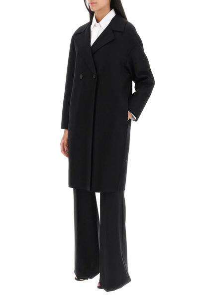 Harris wharf london cocoon coat in pressed wool A1487MLK BLACK