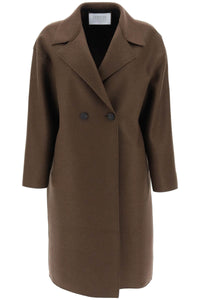 Harris wharf london cocoon coat in pressed wool A1487MLK TEDDY BROWN