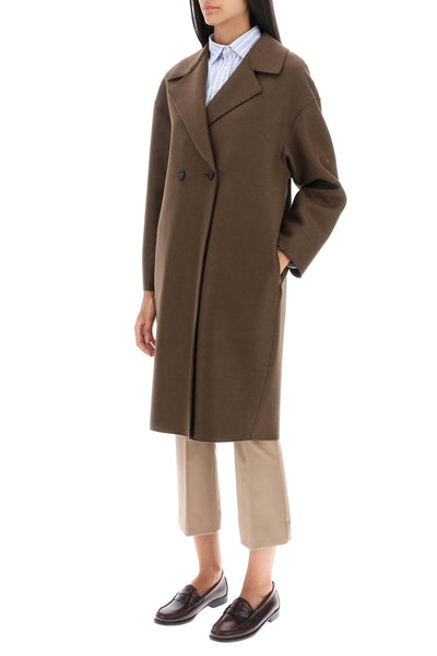 Harris wharf london cocoon coat in pressed wool A1487MLK TEDDY BROWN