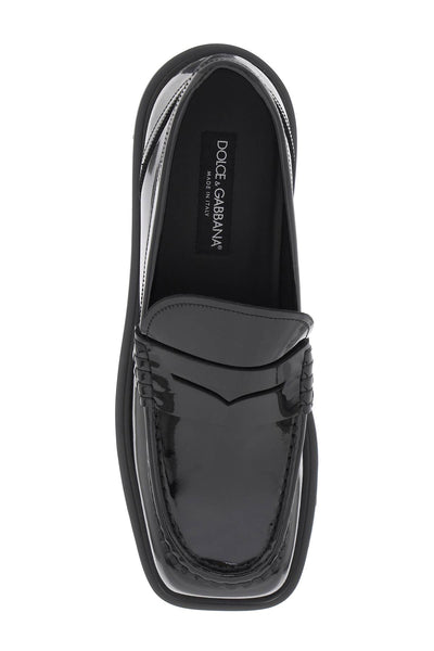 Dolce &amp; Gabbana 漆皮莫卡辛鞋 A30204 A1471 NERO