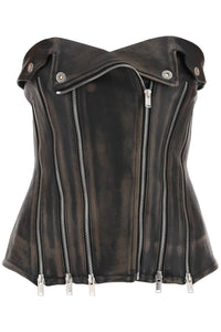Dion lee leather biker corset top A3617P23 BLACK