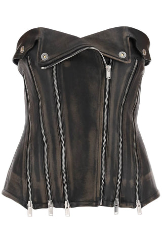 Dion lee leather biker corset top A3617P23 BLACK