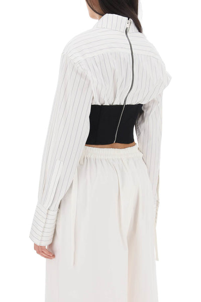 Dion lee cropped shirt with underbust corset A5147F23 WHITE