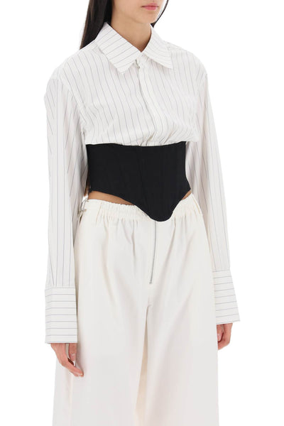 Dion lee cropped shirt with underbust corset A5147F23 WHITE