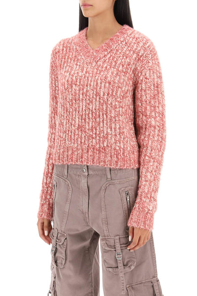 Acne studios v-neck wool sweater A60467 OFF WHITE MULTI