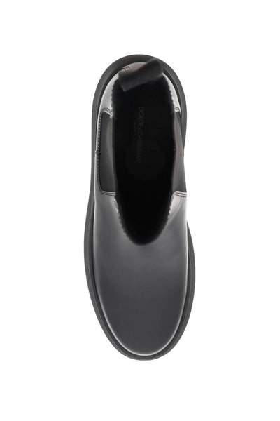 Dolce &amp; Gabbana 拉絨皮革切爾西靴 A60565 AB640 NERO