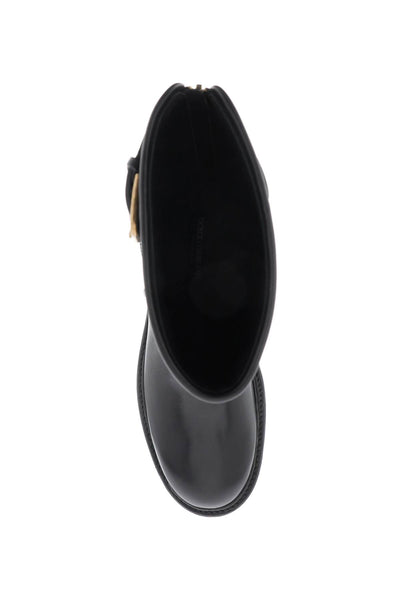 Dolce &amp; Gabbana 皮革機車靴 A70032 AO018 NERO