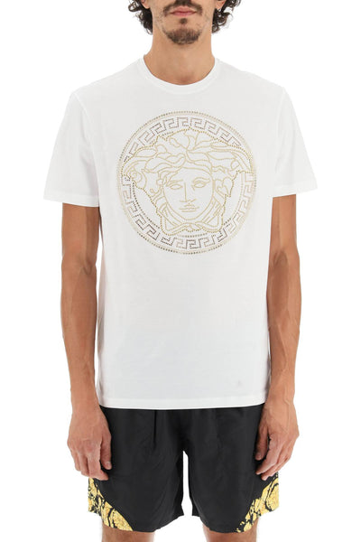 Versace medusa-studded taylor fit t-shirt A77987 1A08491 OPTICAL WHITE