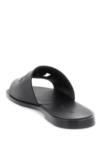 Dolce & gabbana leather slides with dg cut-out A80397 AO602 NERO