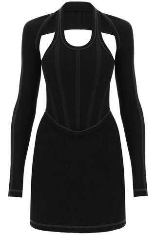 Dion lee 棉質羅紋模組化緊身胸衣迷你連身裙 A9906R23 黑色