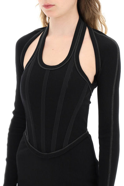 Dion lee modular corset minidress in cotton rib A9906R23 BLACK