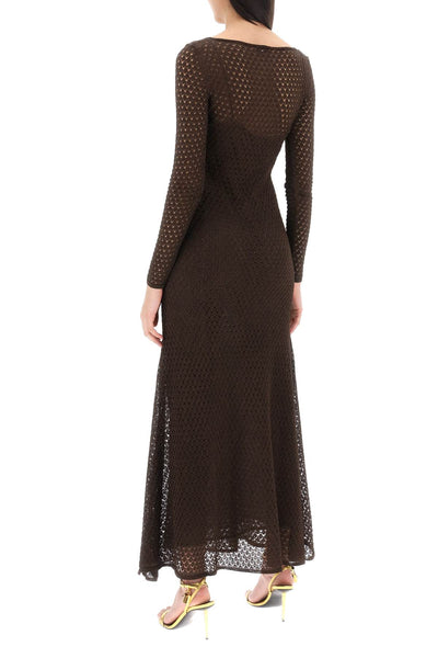 Tom ford long knitted lurex perforated dress ACK416 YAX648 CHOCOLATE BROWN