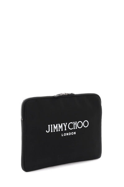 Jimmy choo pouch with logo ADLER DNH BLACK LATTE GUNMETAL