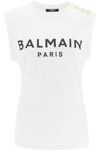 Balmain logo top with embossed buttons CF1ED001BB02 BLANC NOIR
