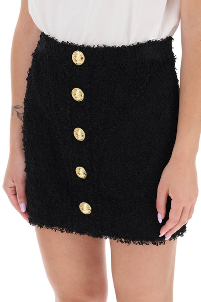 Balmain mini skirt in monochrome tweed AF0LB850XC67 NOIR