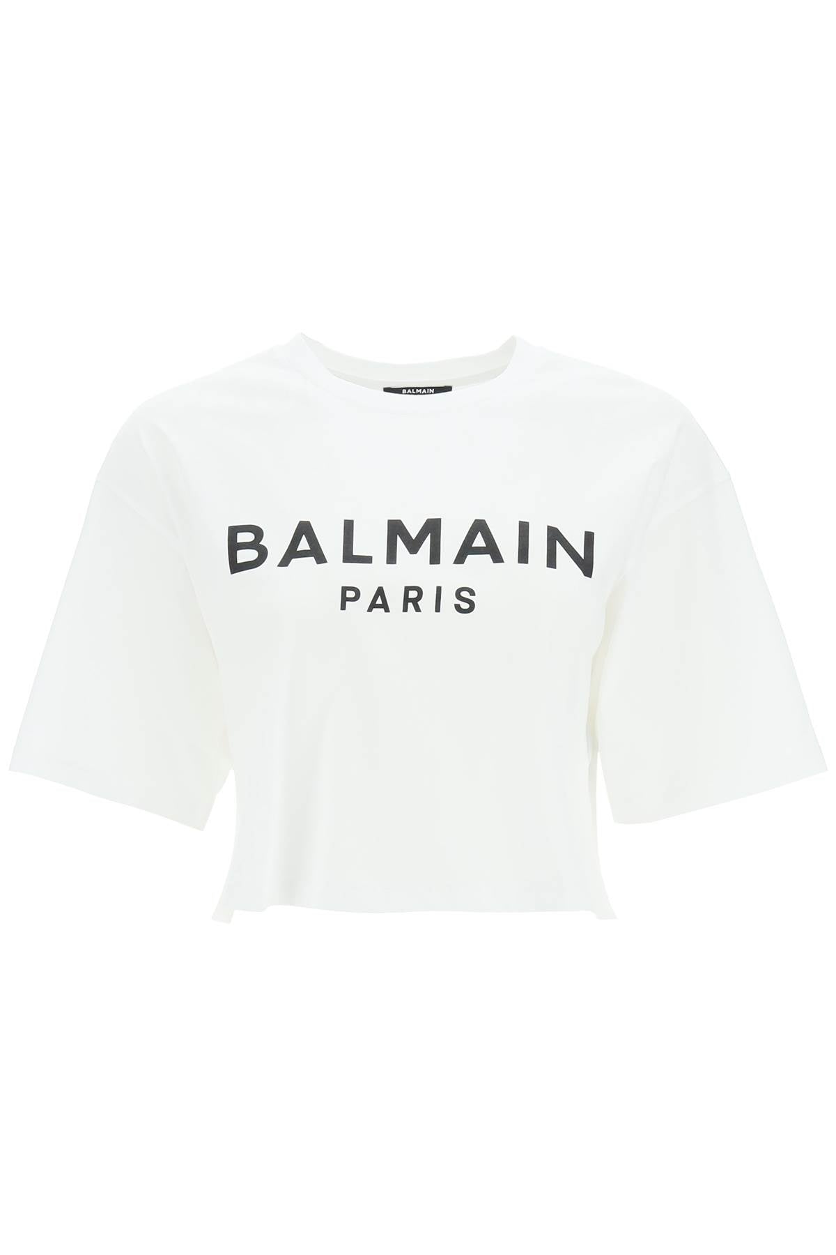 Balmain logo print boxy t-shirt BF1EE020BB02 BLANC NOIR