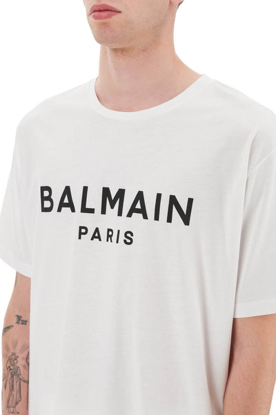 Balmain logo print t-shirt CH1EG000BB73 BLANC NOIR