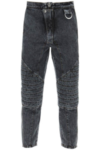 Balmain jeans with quilted and padded inserts AH1MH165DD10 NOIR DELAVE