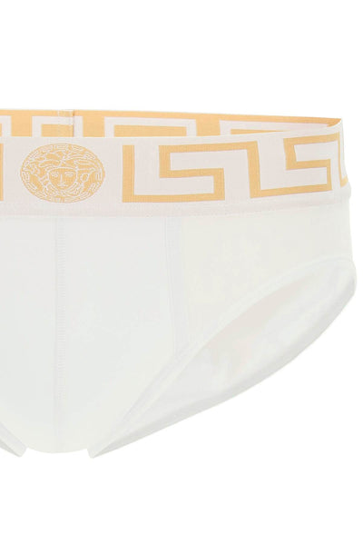 Versace underwear briefs tri-pack AU10327 A232741 WHITE GREEK GOLD