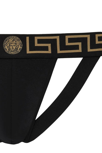Versace 希臘迴紋下體背帶 AUU01017 A232741 黑金希臘鑰匙
