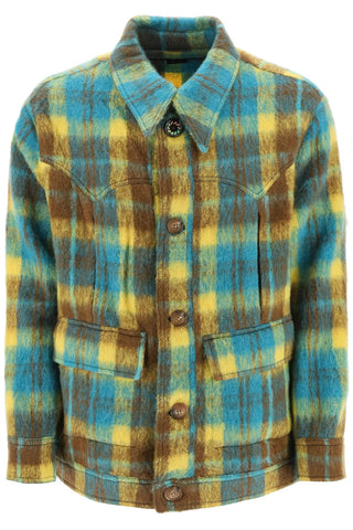 Andersson bell brushed-yarn overshirt with check motif AWA568M YELLOW BROWN