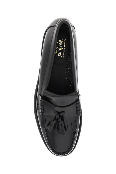 G.h. bass esther kiltie weejuns loafers in brushed leather BA11025H BLACK