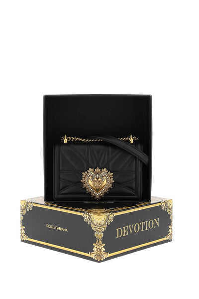 Dolce &amp; Gabbana 中號 devotion 絎縫納帕皮革包 BB7158 AW437 NERO