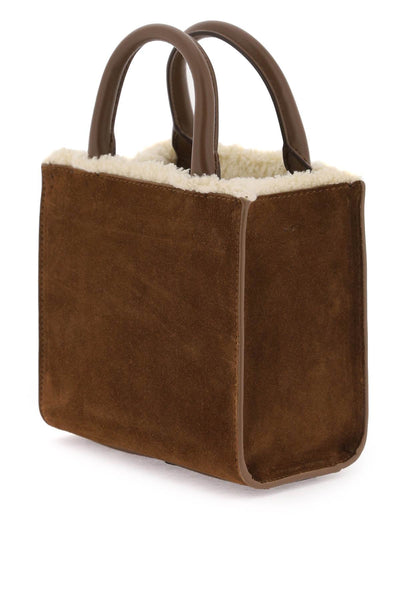 Dolce & gabbana dg daily small suede and shearling tote bag BB7479 AN339 MARRONE CAFFELATTE