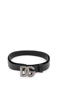 Dolce & gabbana lux leather belt with crossed dg logo BC4644 AX622 NERO RUT ULTR BLACK