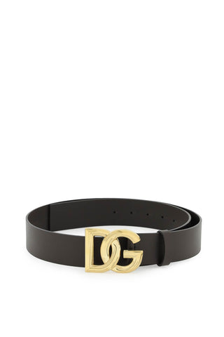 Dolce & gabbana lux leather belt with dg buckle BC4646 AX622 NERO ORO