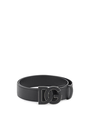 Dolce & gabbana leather belt with dg logo buckle BC4675 AT489 NERO