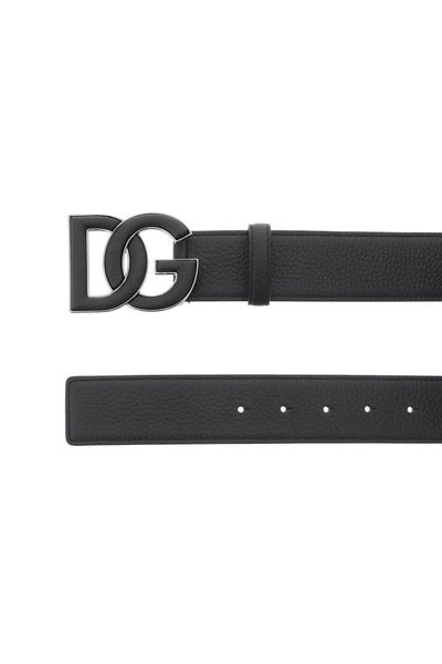 Dolce & gabbana leather belt with dg logo buckle BC4675 AT489 NERO