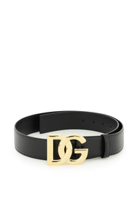 Dolce & gabbana leather belt with logo buckle BE1446 AW576 NERO