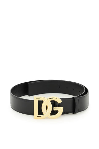 Dolce & gabbana leather belt with logo buckle BE1446 AW576 NERO