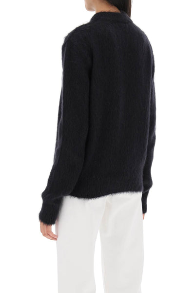 Balmain brushed-yarn sweater with logo BF0KD025KF38 NOIR BLANC