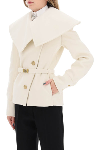 Balmain belted double-breasted peacoat BF0TE160WB72 BLANC