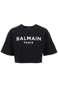 Balmain logo print boxy t-shirt BF1EE020BB02 NOIR BLANC
