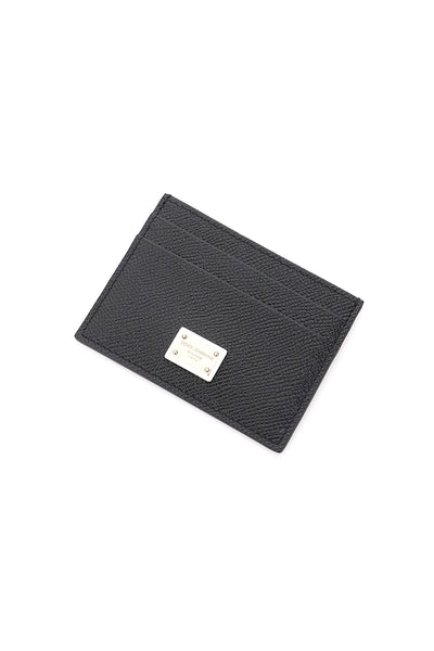 Dolce & gabbana leather card holder with logo plaque BI0330 A1001 NERO