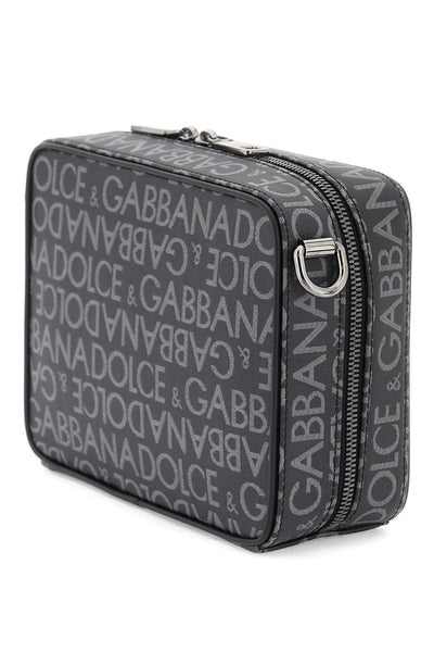 Dolce &amp; Gabbana 塗層提花郵差包 BM2297 AJ705 NERO GRIGIO
