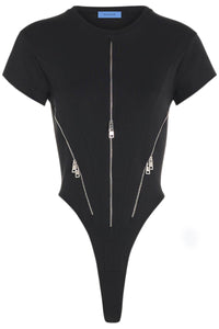 Mugler zipped cotton bodysuit BO0203681 BLACK