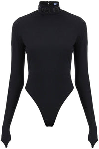 Mugler bodysuit with stand collar BO0212842 BLACK