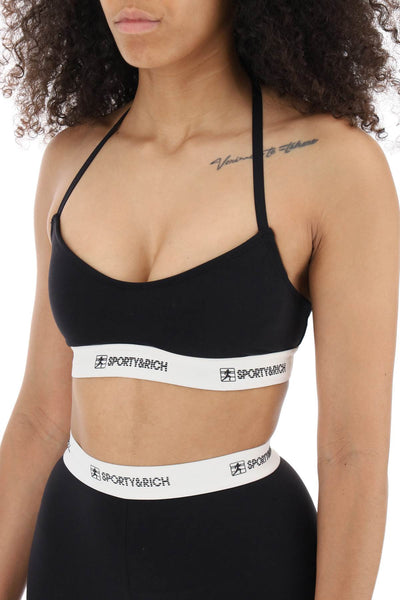 Sporty rich sports bra with logo band BR831 BLACK