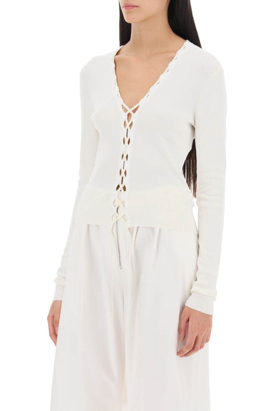 Dion lee lace-up cardigan C7222F23 WHITE CREAM